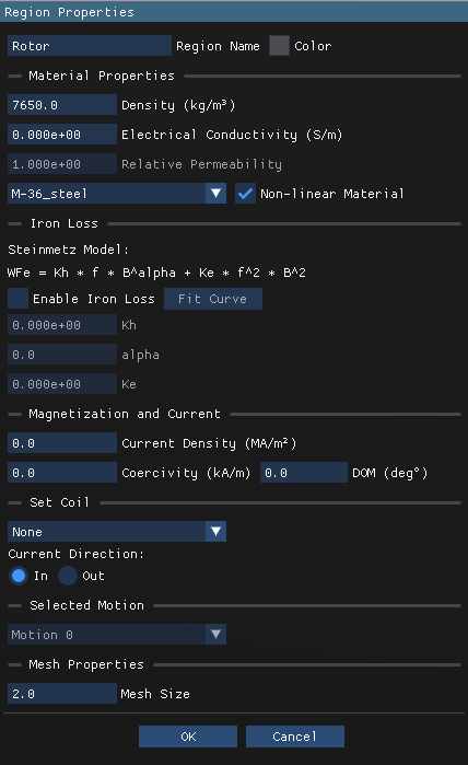 IM Rotor Core Properties