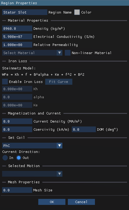 IM Stator Slot Properties