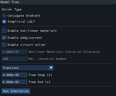 Eddy Current Solver Properties